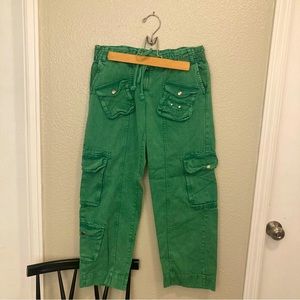 Free People Green Wide Leg Slouchy Cargo Pants